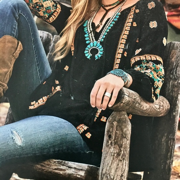 Sundance Laila embroidered black top shirt - Picture 1 of 7